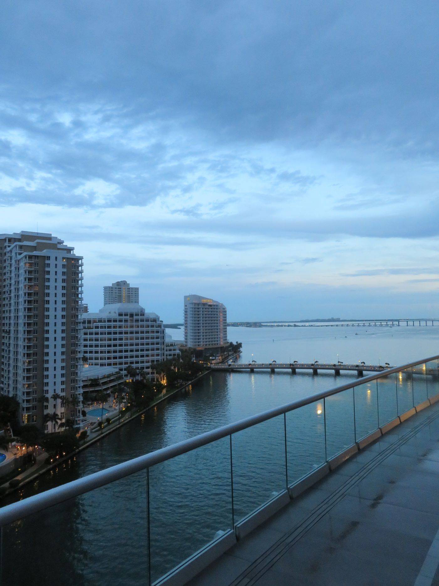 Brickell waterfront towers at dusk