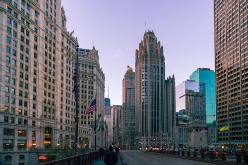 Foto stok gratis bangunan, bendera, chicago