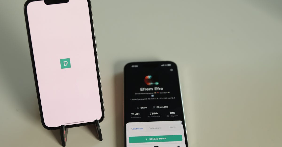 Close-up of two smartphones on a desk displaying a social media platform interface in Jönköping, Sweden.