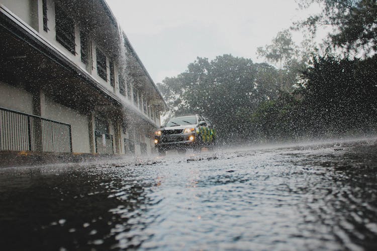 Car Driving In Rain