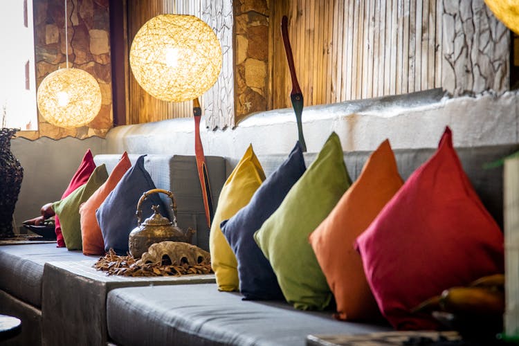 Assorted Colored Throw Pillows 