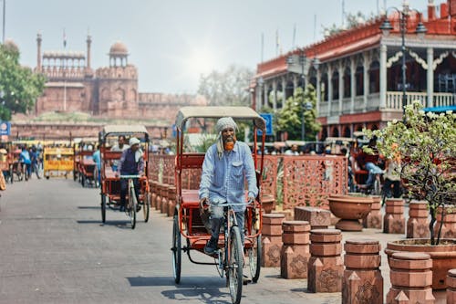 chandni chowk, 三輪人力車, 人 的 免费素材图片