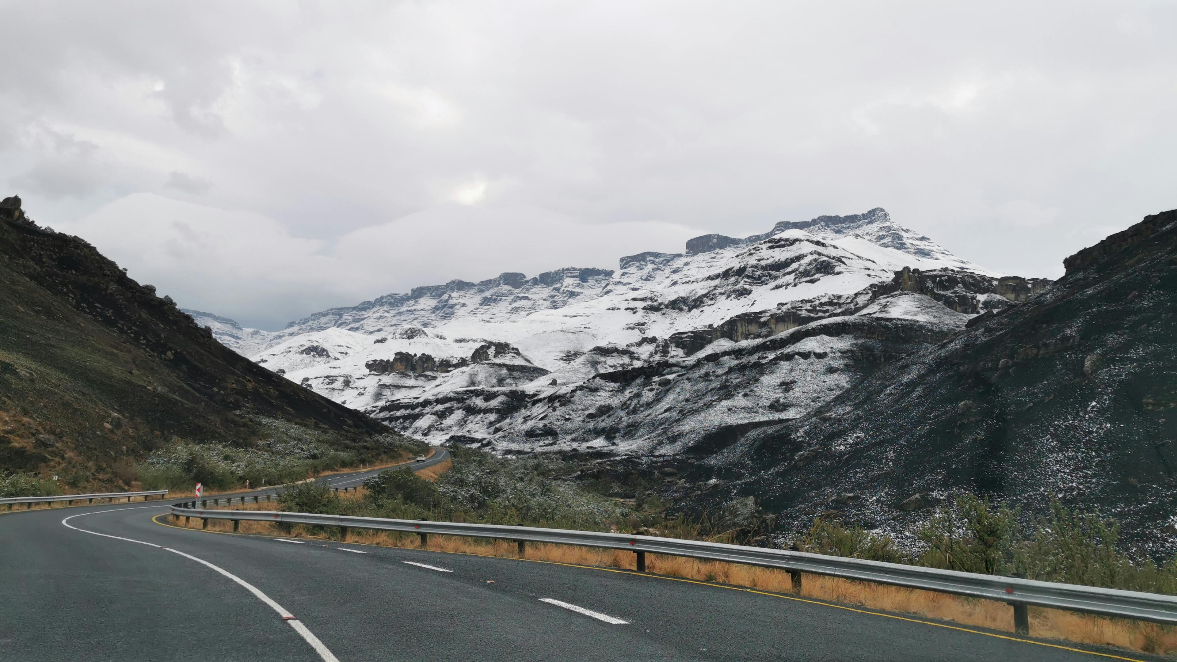 south island road mountain pass snow