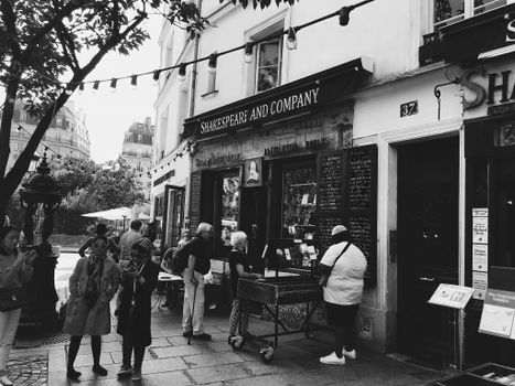 People outside the iconic Shakespeare and Company bookstore in Paris.