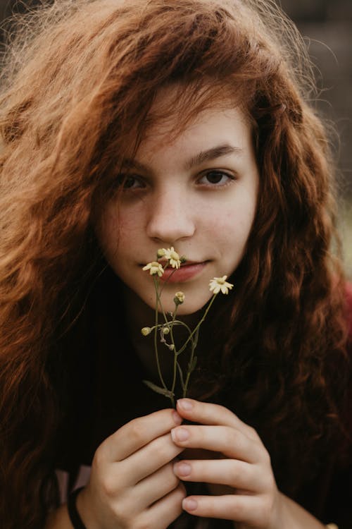 Portrait of Girl with Flowers