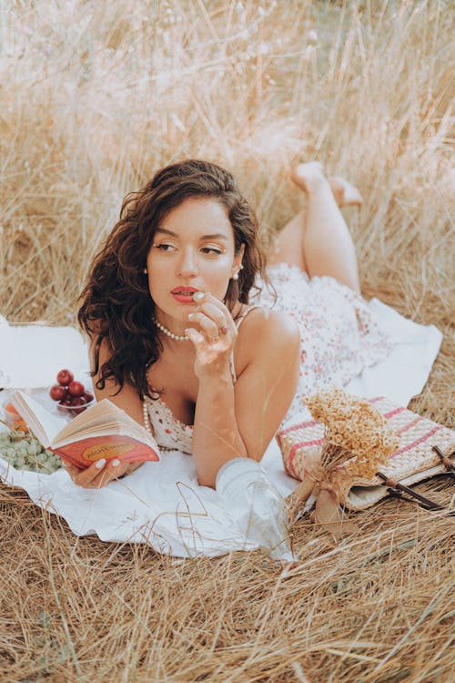 Woman with Book on Picnic