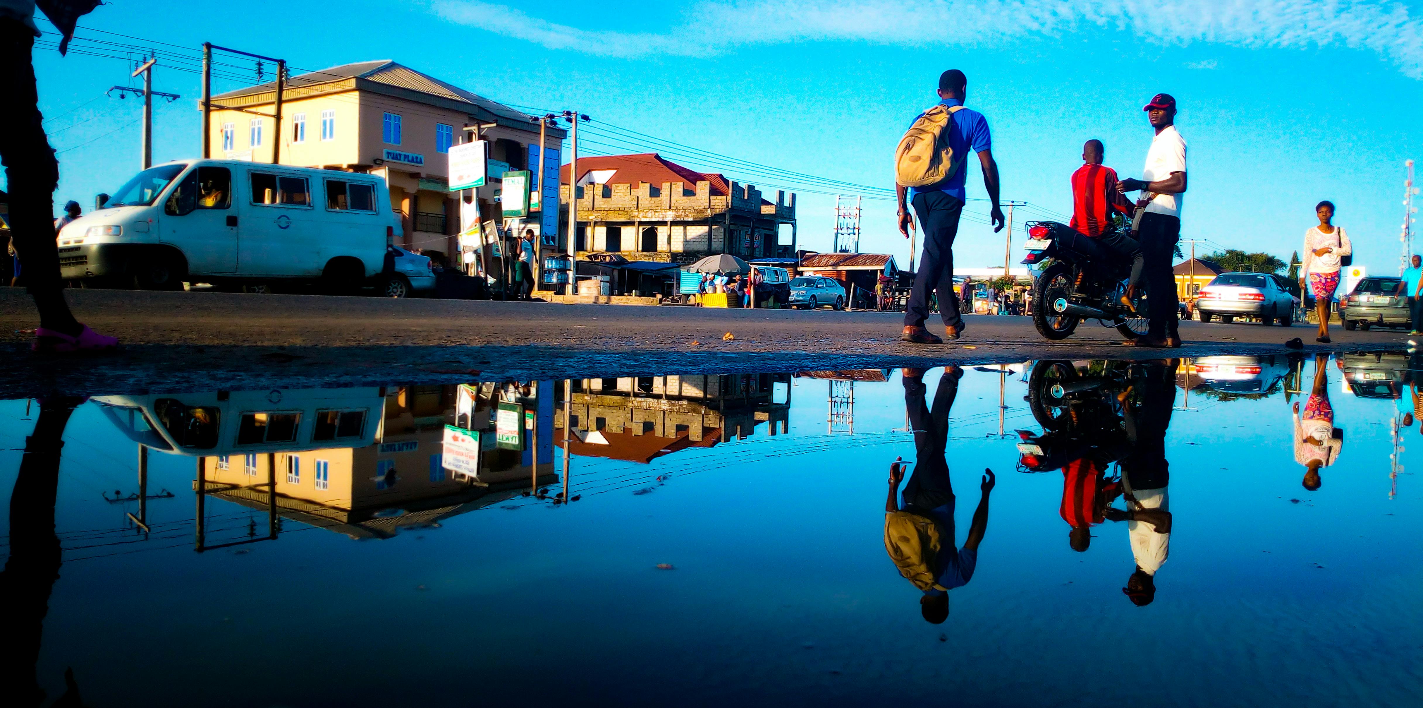 Free stock photo of busy street, lagos, mirror image