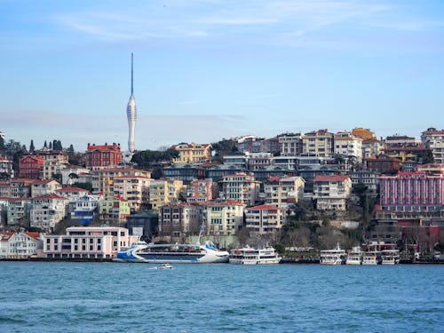 Camlica Tower over Sea Coast of Istanbul