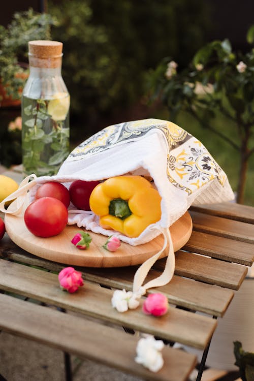 A Bag of Vegetables on a Table