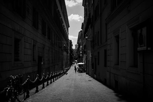 Buildings around Narrow, Cobblestone Street