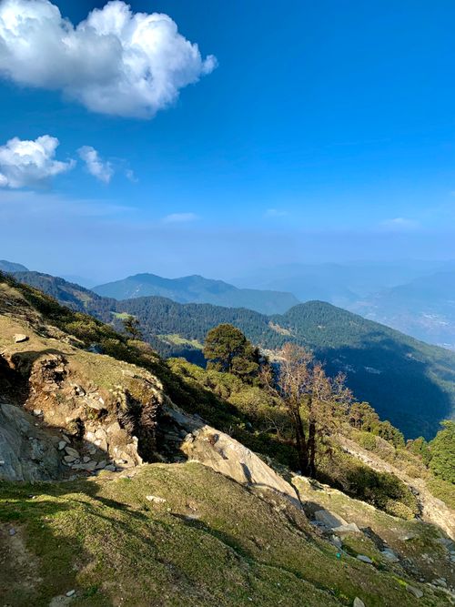 Free Beautiful mountain landscape with a clear sky and scattered clouds. Stock Photo