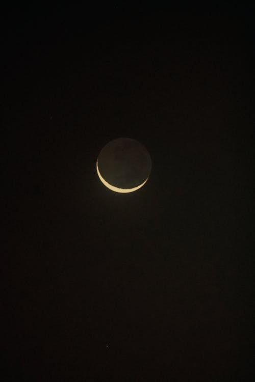 Moon and Crescent on Black Sky