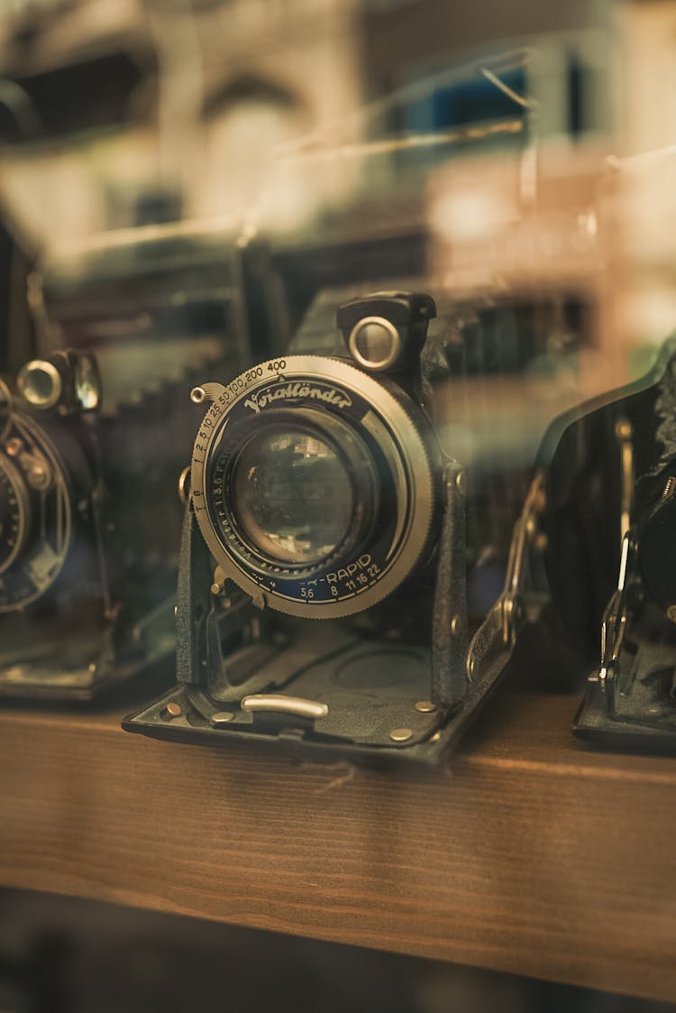 Old Folding Camera On Display