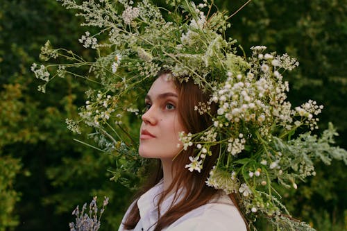 Woman in Flowers Wreath