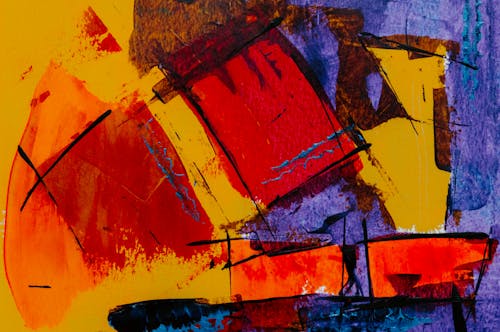 Red, Yellow, and Purple Abstract Painting