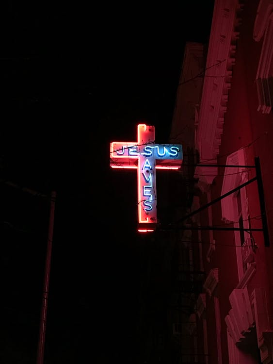 Free Jesus Saves Neon Signage Stock Photo