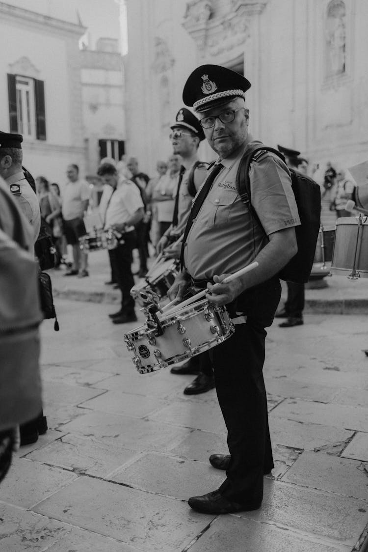 Man With Drum On Parade