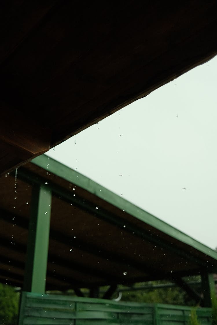 Raindrops Falling Down Under Ceiling