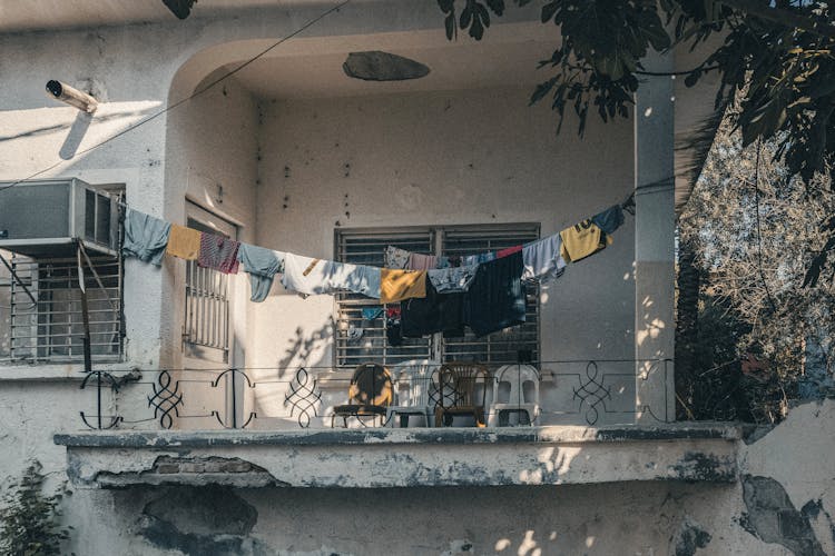 Clothes Drying Over Balcony