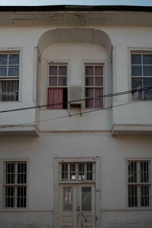 Facade of the Building with Sash Windows