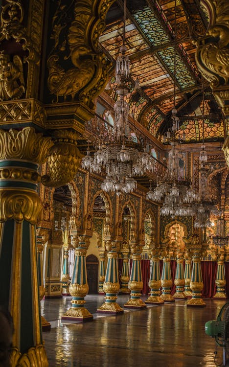 Golden Decorations in Mysore Palace in India