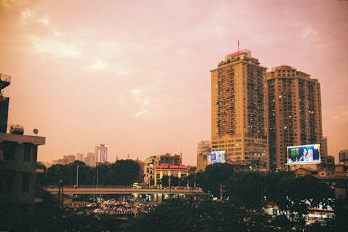 Free Cityscape with High-Rise Buildings in Hanoi, Vietnam Stock Photo