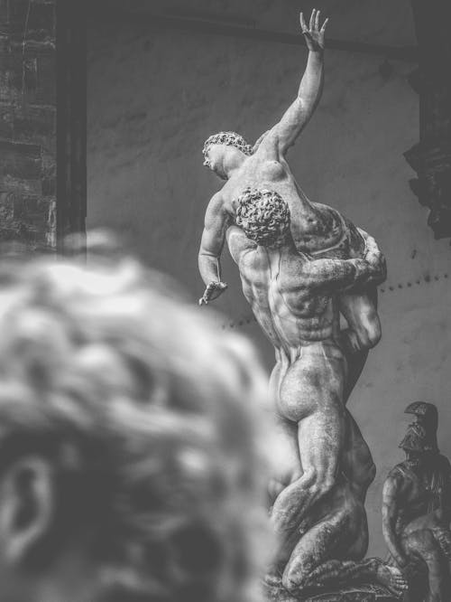 Black and White Photo of a Renaissance Marble Sculpture