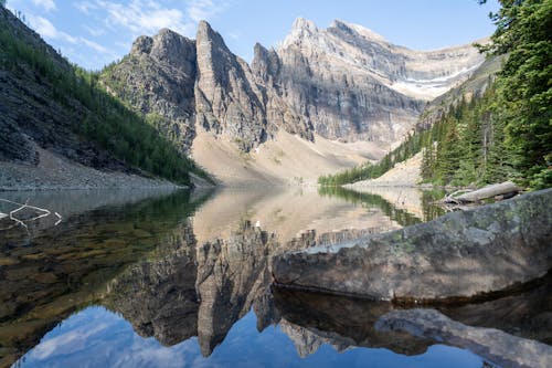 Mountains Reflecting in Lake in Banff National Park