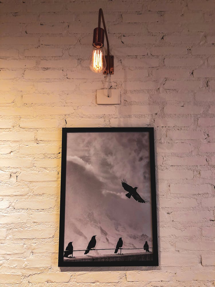 Silhouette Of Birds Painting