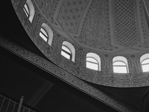 Ornamented Dome Ceiling in Black and White