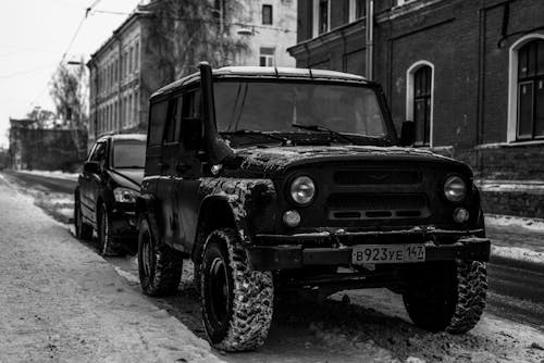 Jeep on Street in Russian City
