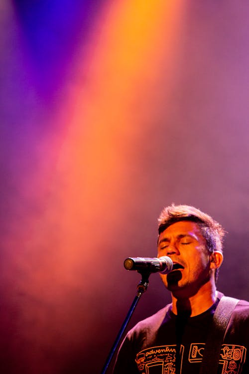 Man Singing in Concert Event