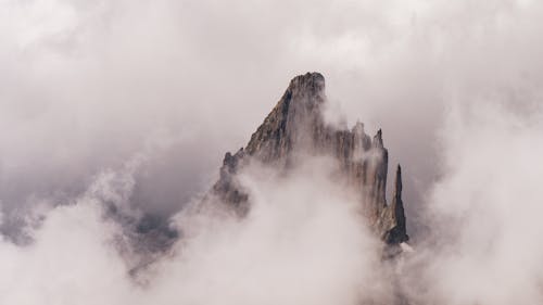 White Clouds around Rocky Mountain Peak