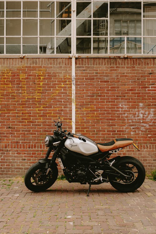 Free Motorcycle Parked by Wall Stock Photo