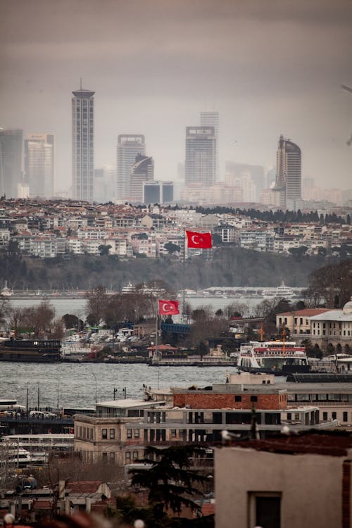 bridge, city, dikey atış içeren Ücretsiz stok fotoğraf