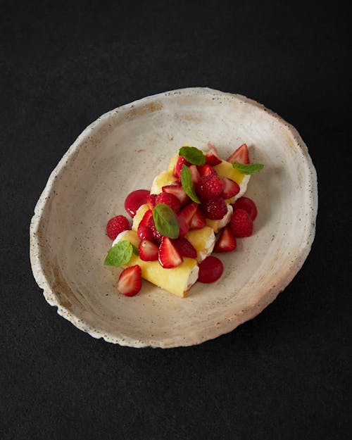 Cookies with Fruits on a Plate 