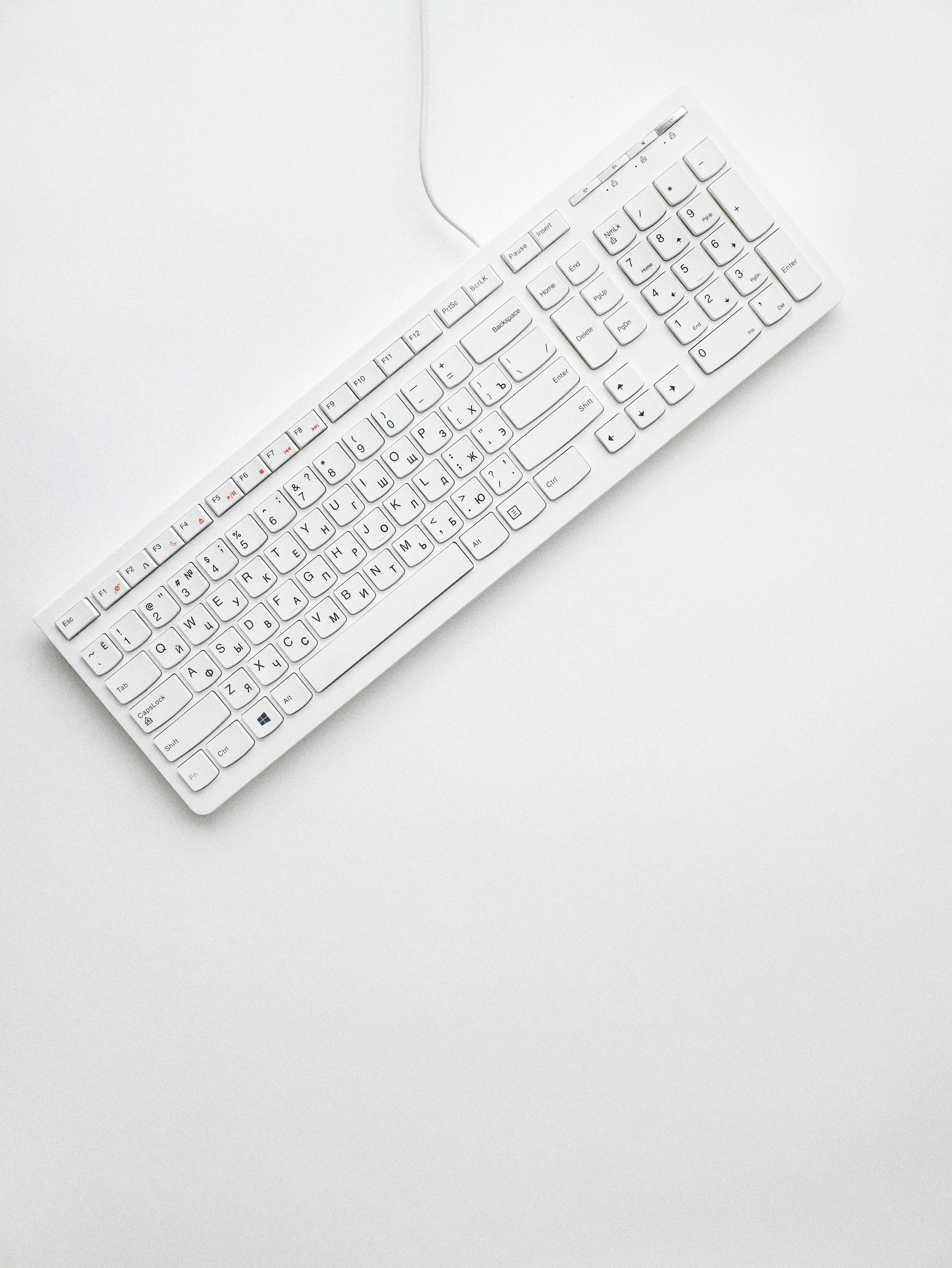 Top View Photo of White Keyboard · Free Stock Photo