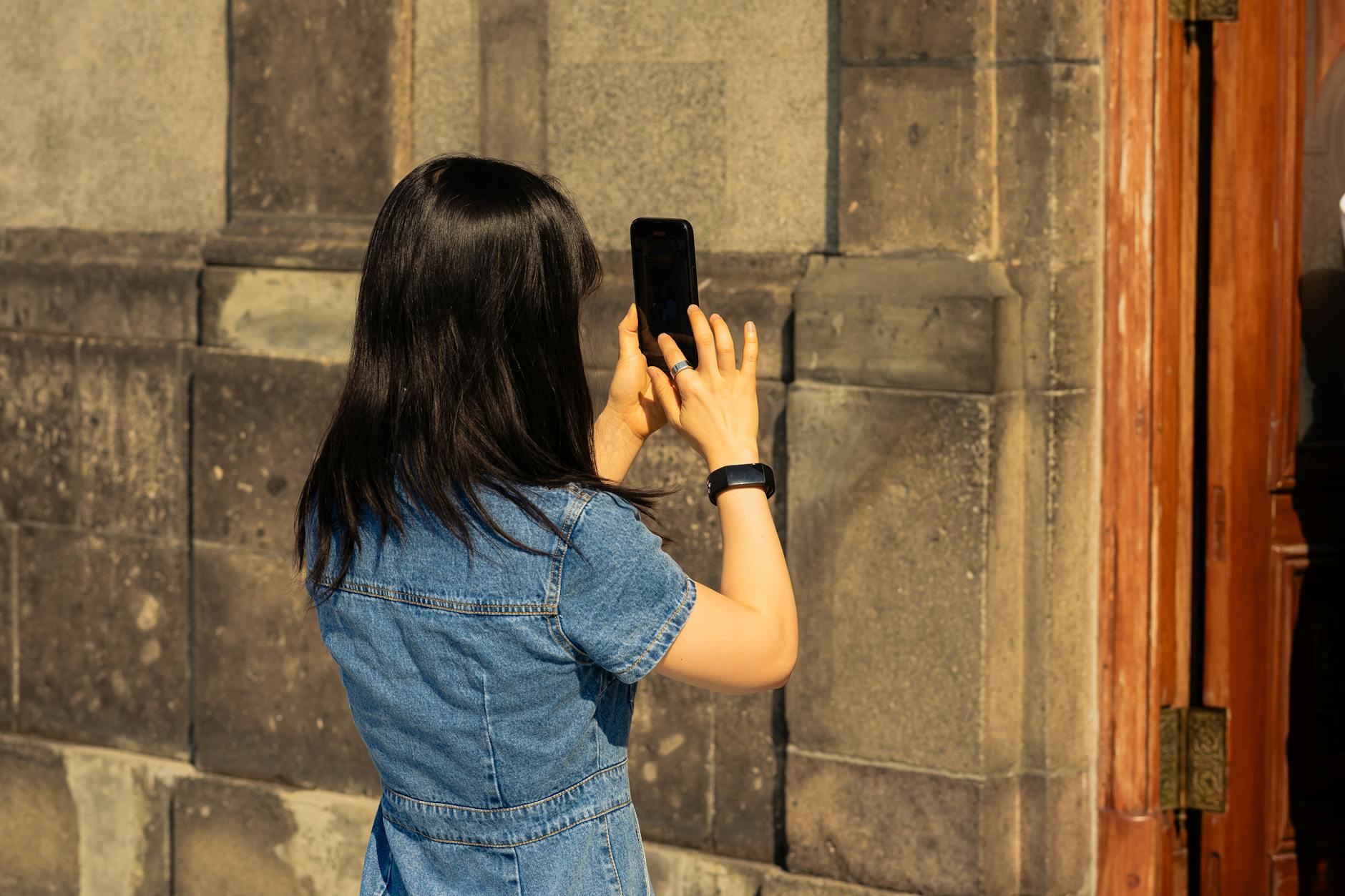 A smartphone camera shoot in daylight, capturing vibrant colors