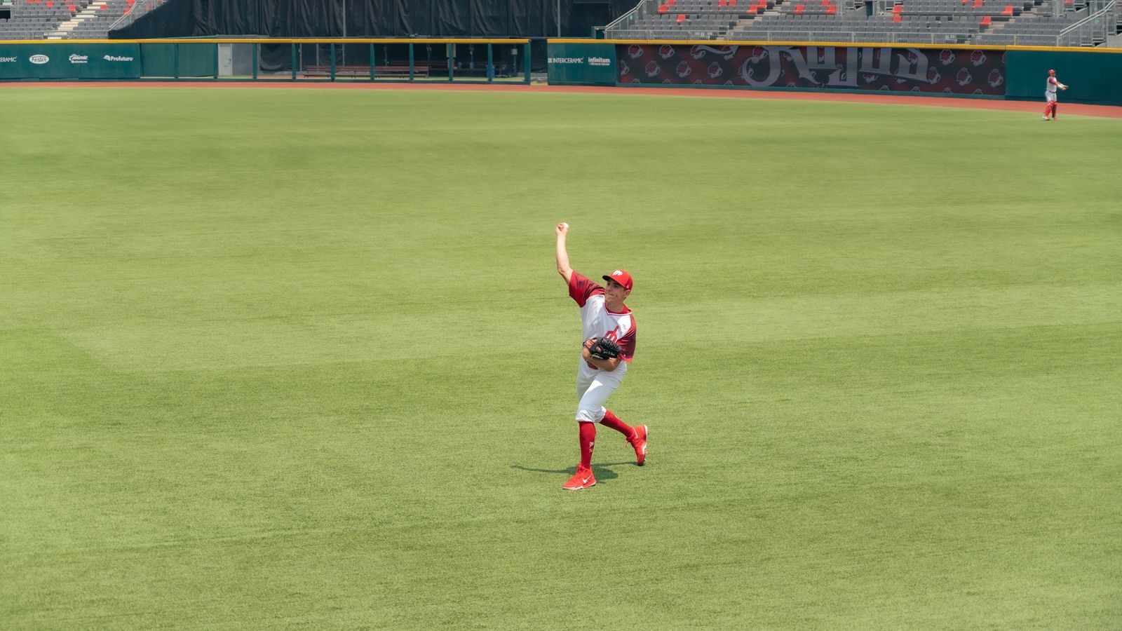 Representative licensed photograph of a baseball player throwing on a field; not the Tampa Bay Rays, Milwaukee Brewers or the 2026 World Series