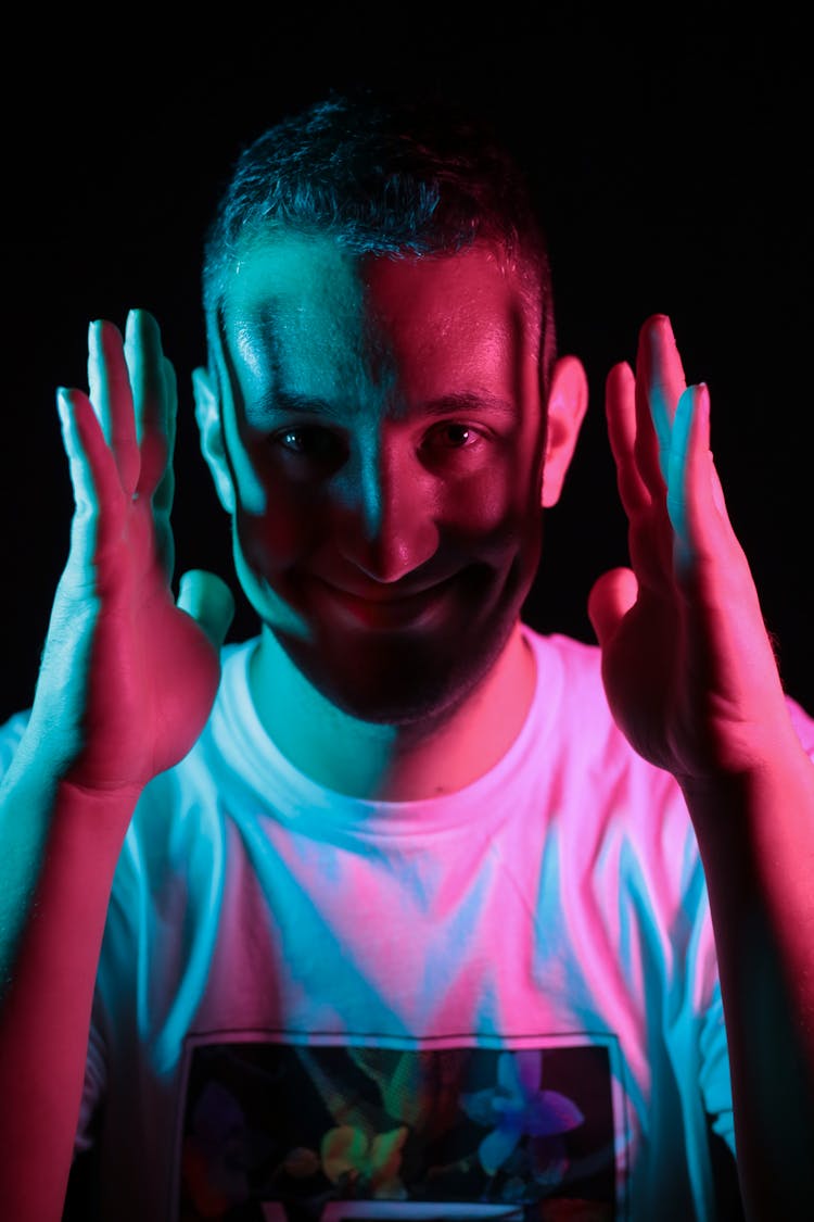 Portrait Of Man In Neon Light 