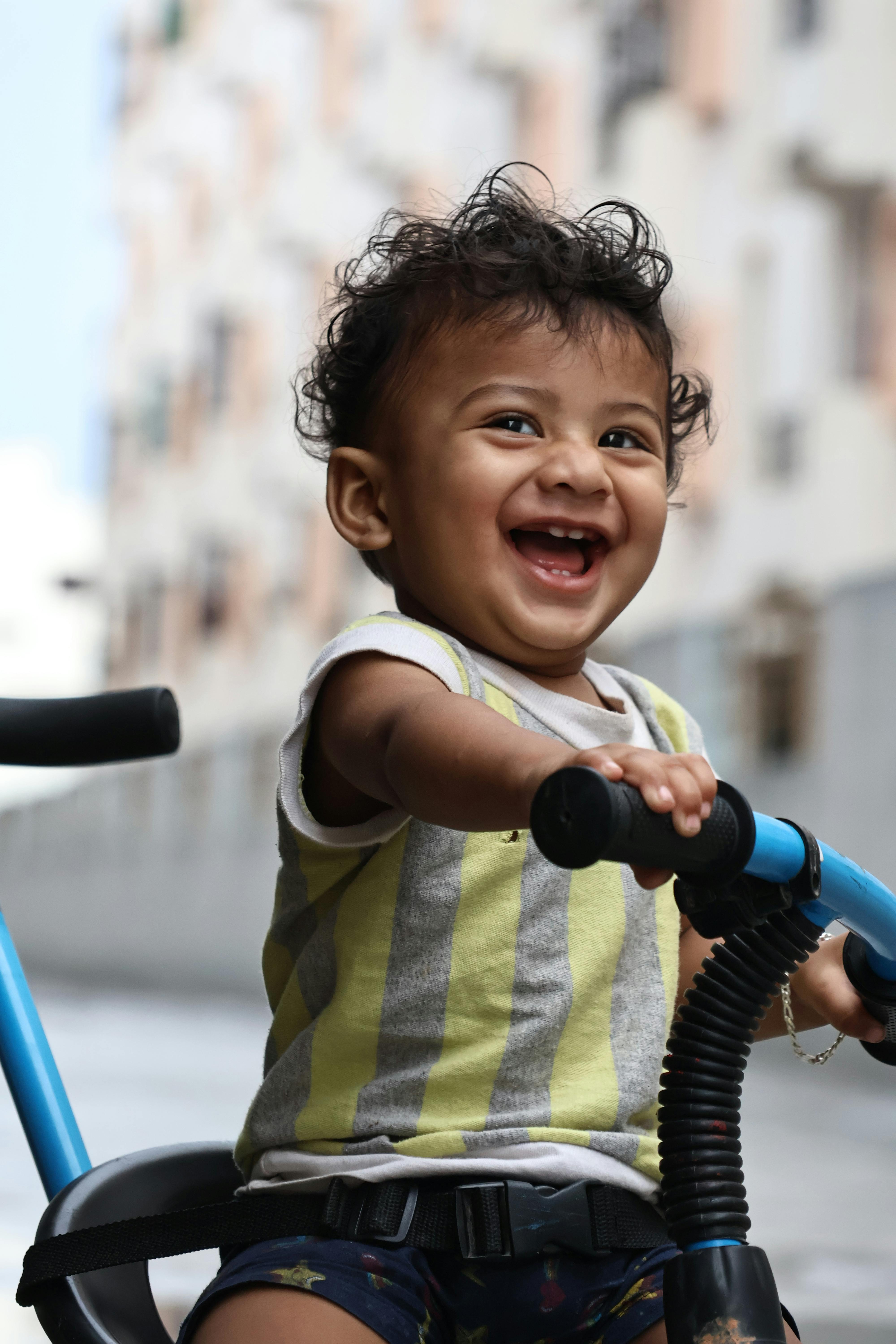 Little Boy Riding on a Bike Free Stock Photo