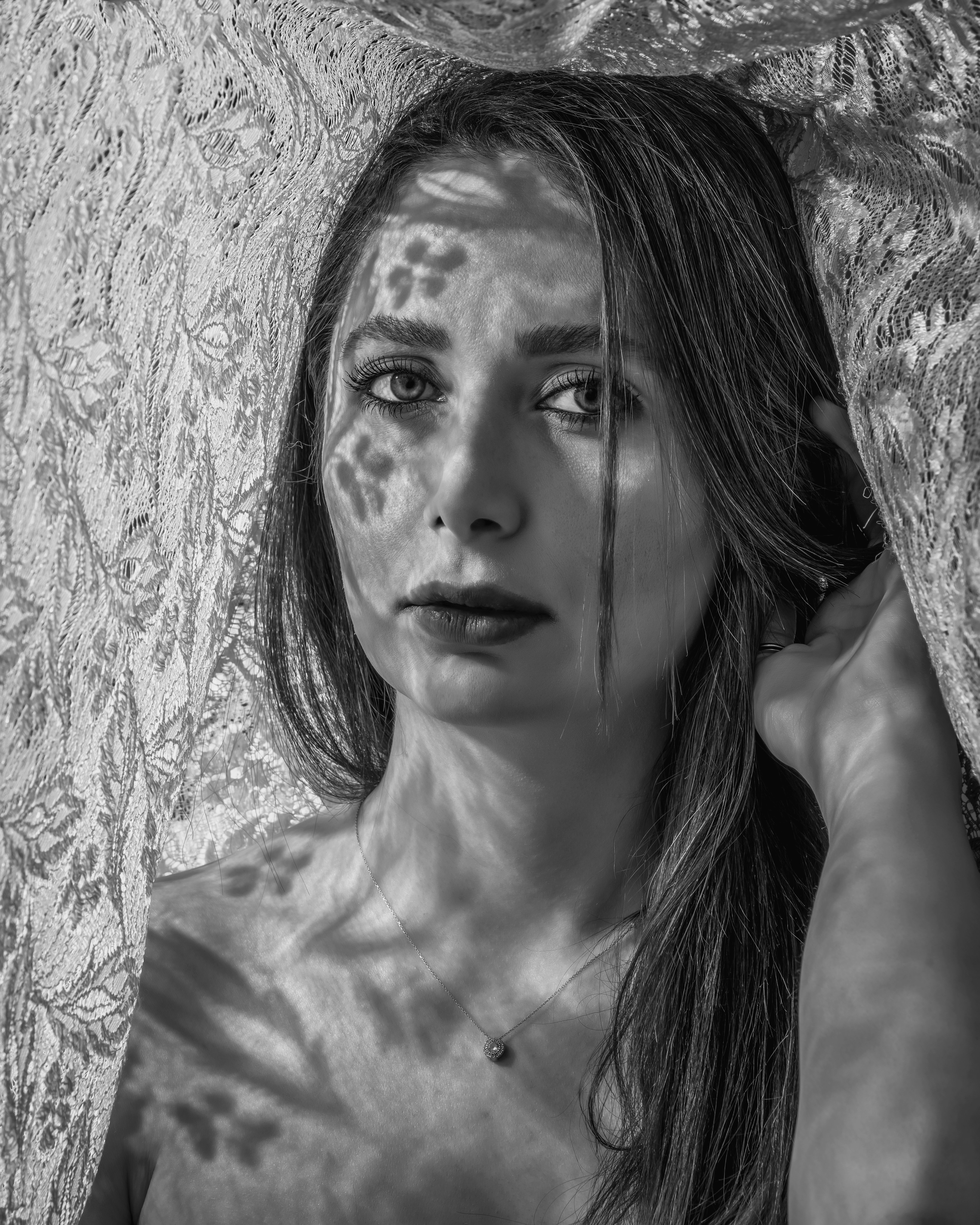 Portrait of Woman in a Forest in Black and White · Free Stock Photo