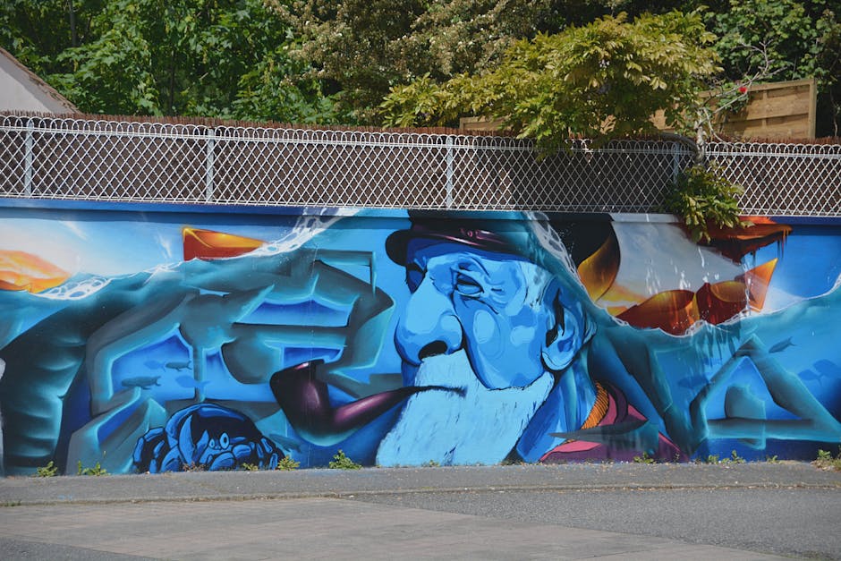 Blue Orange and Tea Man Smoking Tobacco Wall Paint