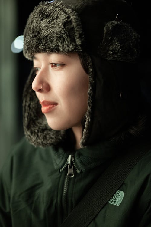 Portrait of a Young Woman Wearing a Fur Hat