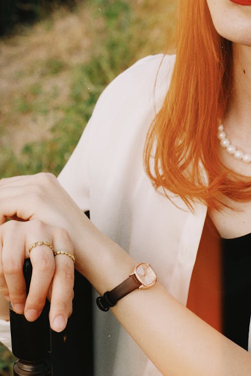 Close-up of a Young Redhead Wearing Jewelry 