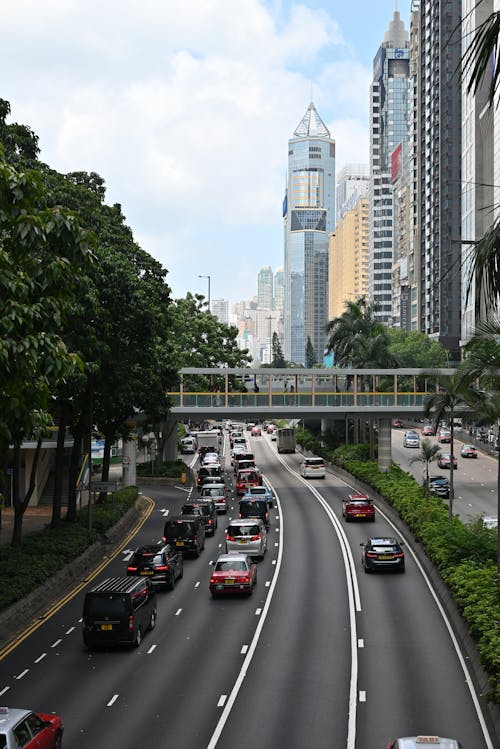 Traffic on Street in Hong Kong