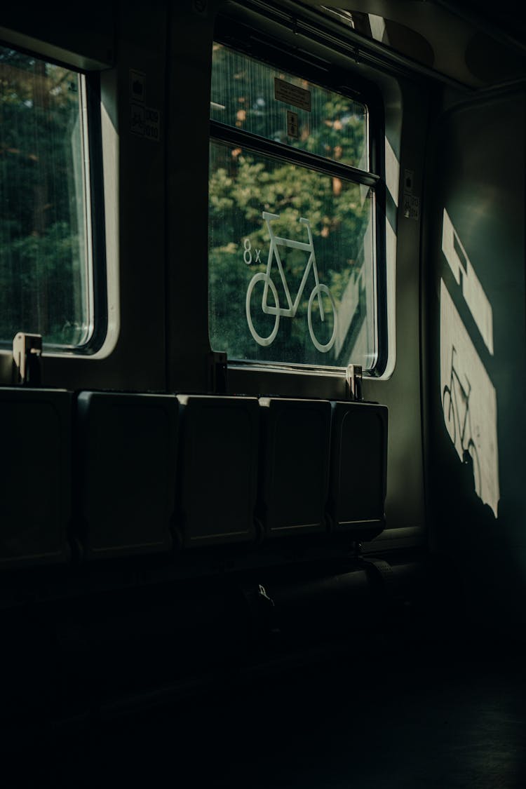 Bicycle Sign On The Train Window 