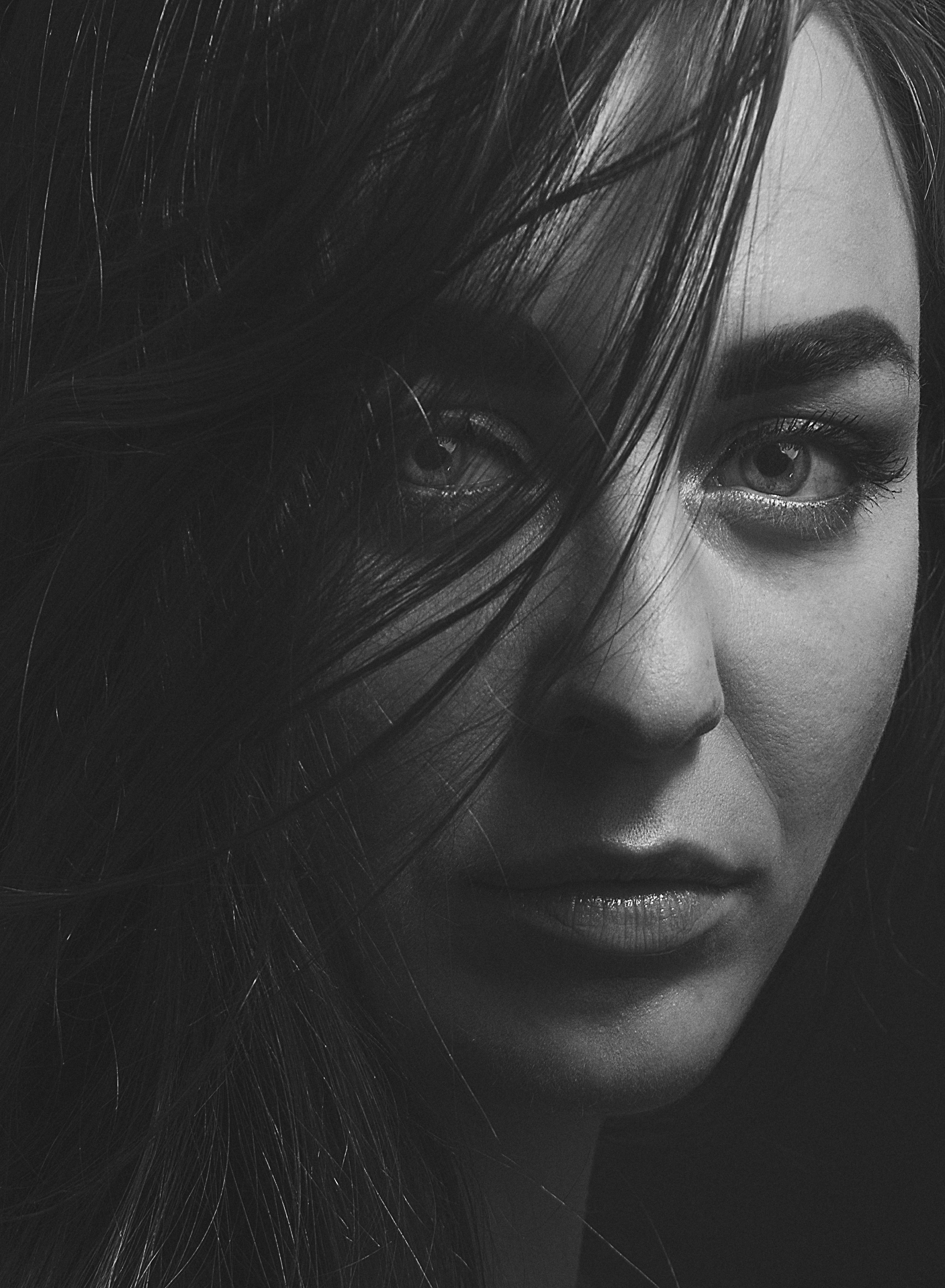 Black and White Portrait of a Young Woman · Free Stock Photo
