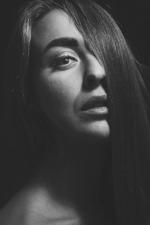 Black and White Portrait of a Young Woman 