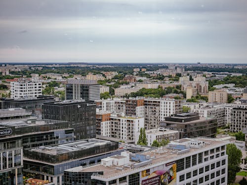 Panoramic View of a Modern City in Poland 